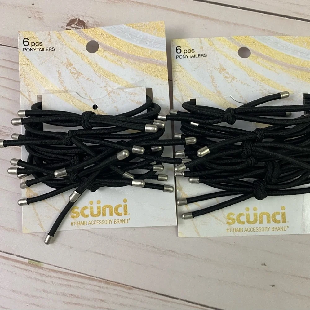 3x Scunci Ponytailers 6-pcs each pack Black 1 with Faux Pearls
